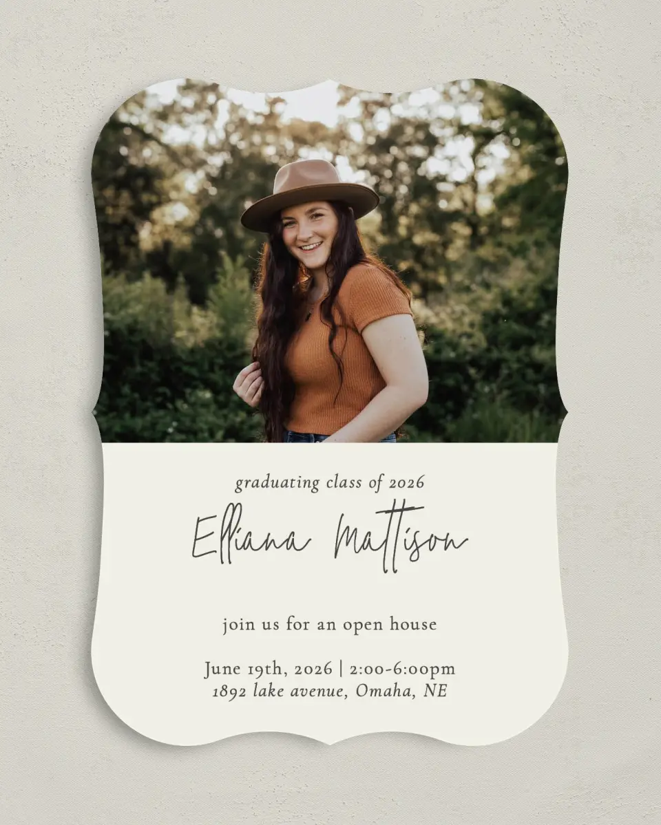 This is a 5" x 7" Graduation Announcement Card called Evenly Balanced printed in full color on Premium Smooth paper