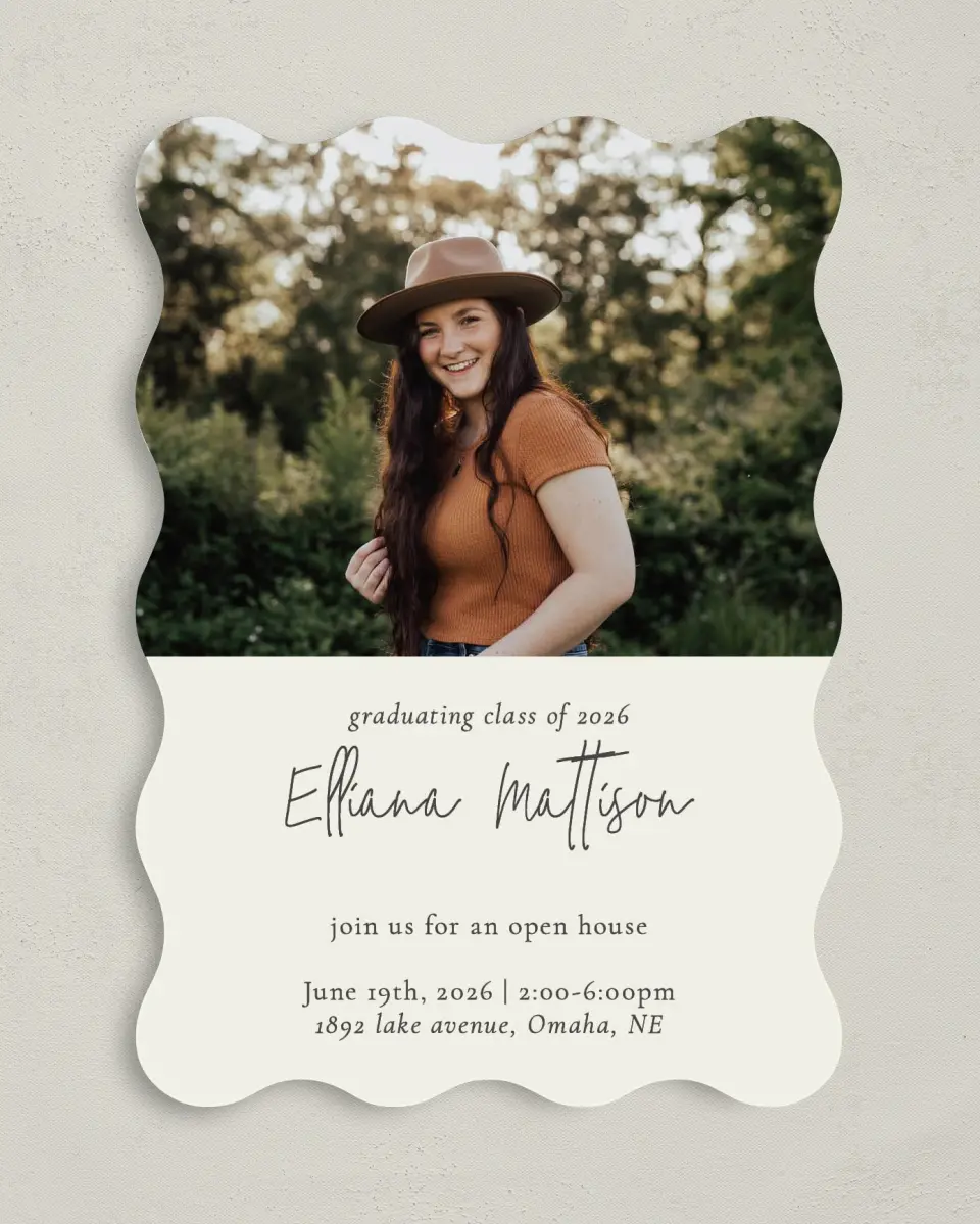 This is a 5" x 7" Graduation Announcement Card called Evenly Balanced printed in full color on Premium Smooth paper