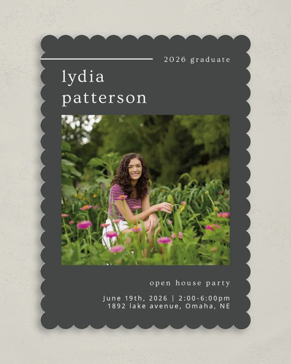 This is a 5" x 7" Graduation Announcement Card called Mild Mannered printed in full color on Premium Smooth paper