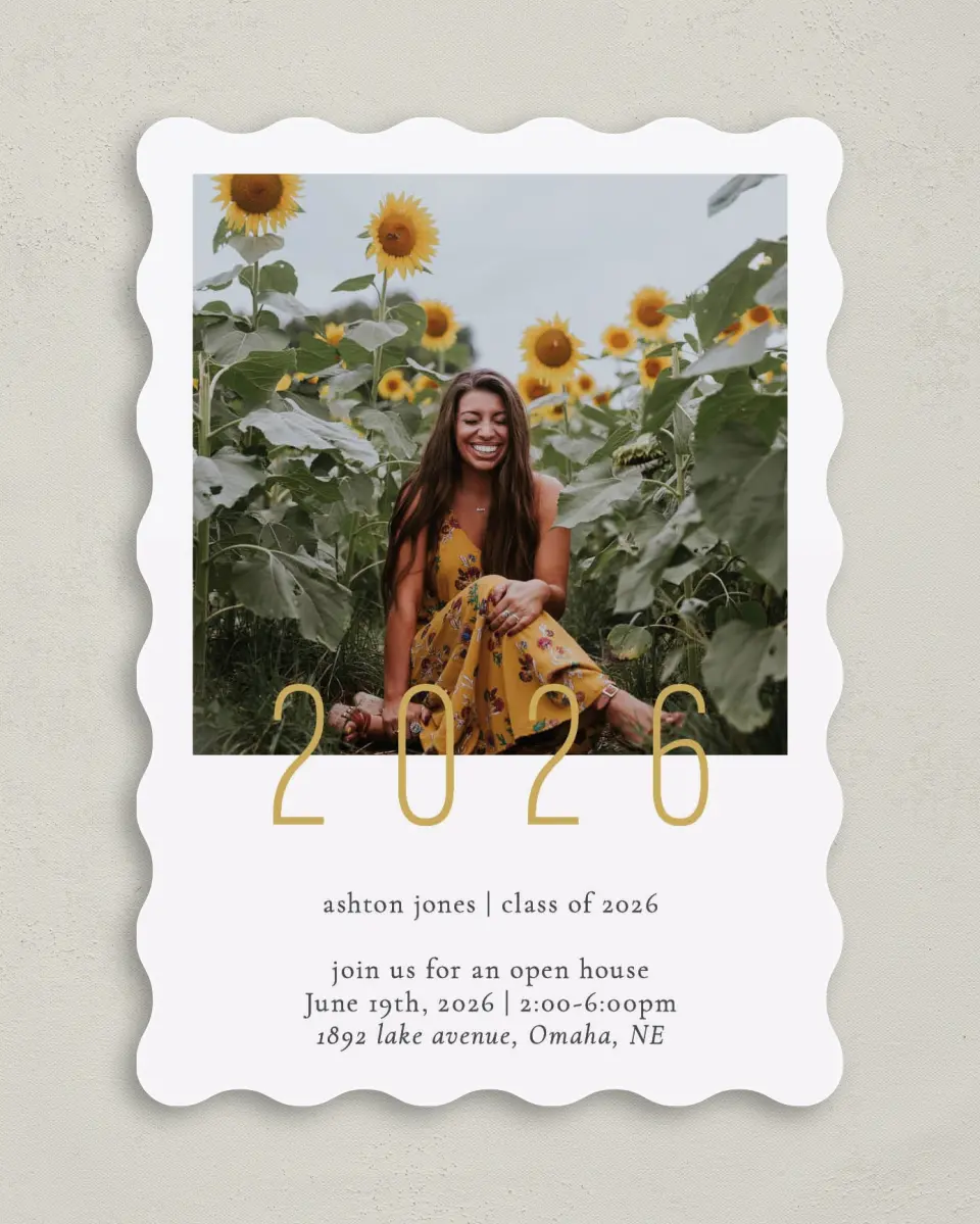 This is a 5" x 7" Graduation Announcement Card called Extraordinary Year printed in full color on Premium Smooth paper