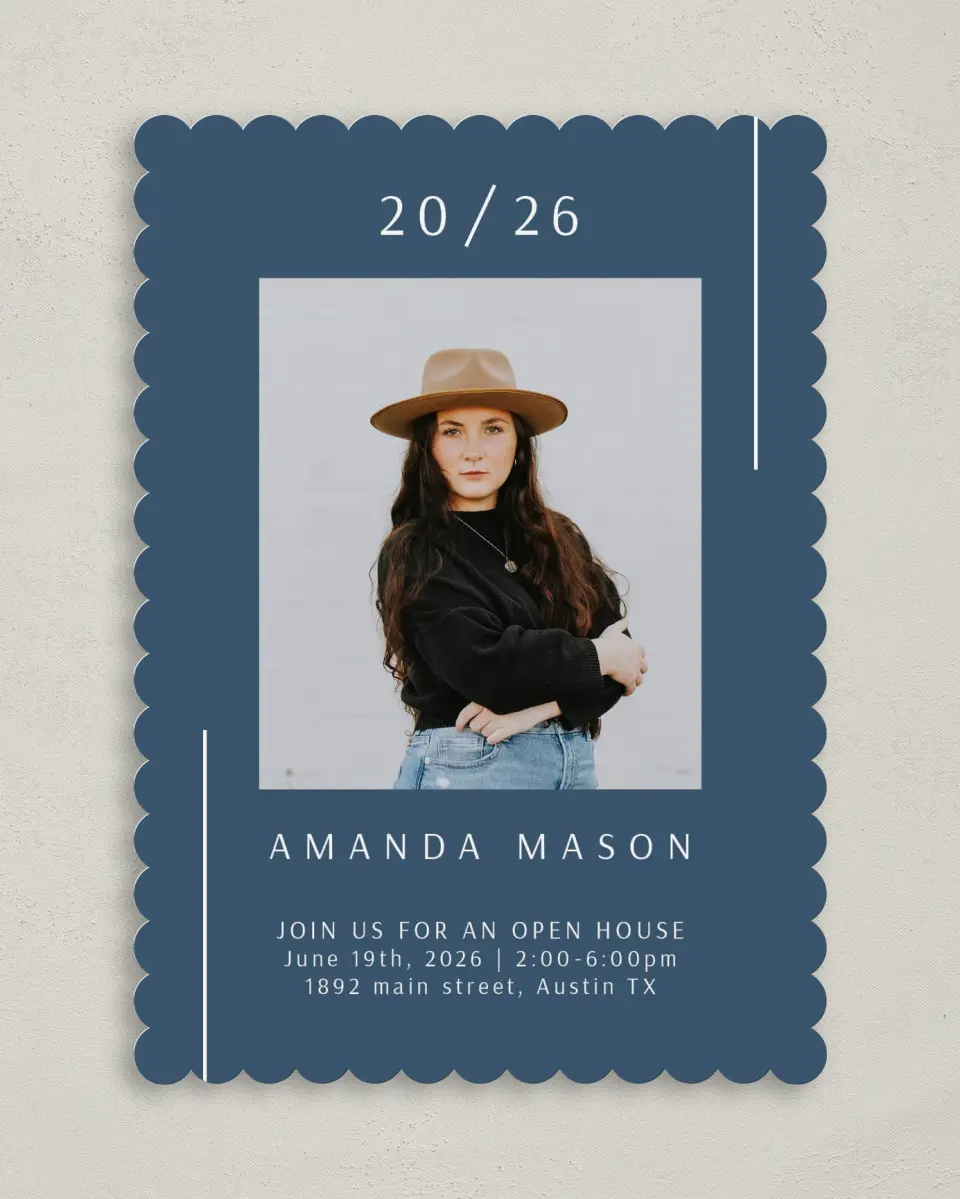 This is a 5" x 7" Graduation Announcement Card called Focused Student printed in full color on Premium Smooth paper