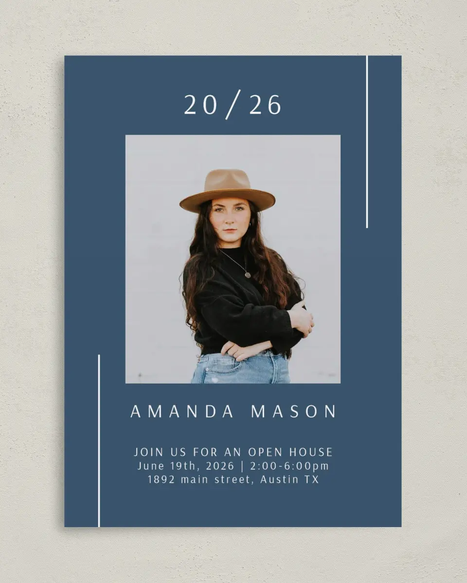 This is a 5" x 7" Graduation Announcement Card called Focused Student printed in full color on Premium Smooth paper