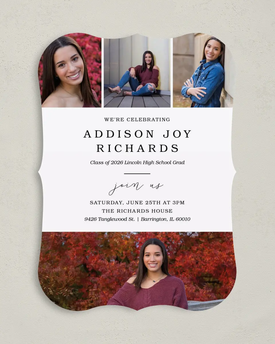 This is a 5" x 7" Graduation Announcement Card called Proud Moment printed in full color on Premium Smooth paper