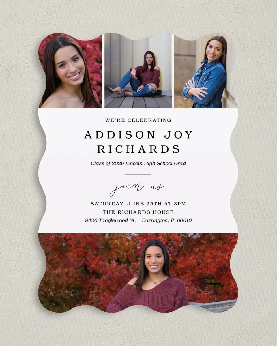 This is a 5" x 7" Graduation Announcement Card called Proud Moment printed in full color on Premium Smooth paper