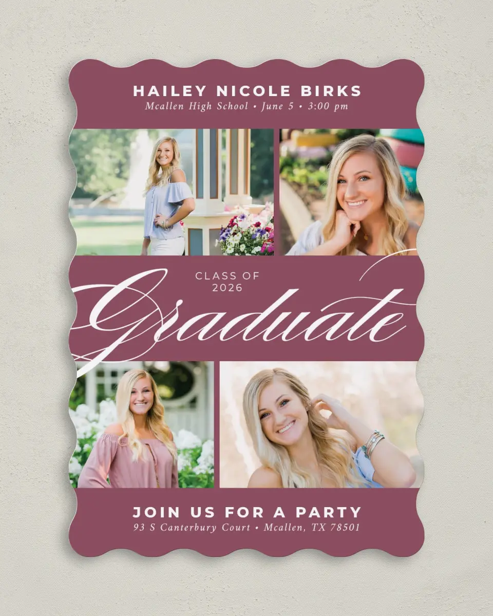 This is a 5" x 7" Graduation Announcement Card called Classic Graduate printed in full color on Premium Smooth paper
