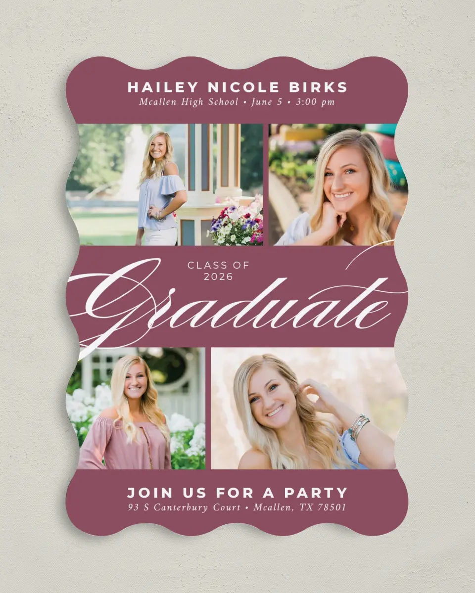 This is a 5" x 7" Graduation Announcement Card called Classic Graduate printed in full color on Premium Smooth paper