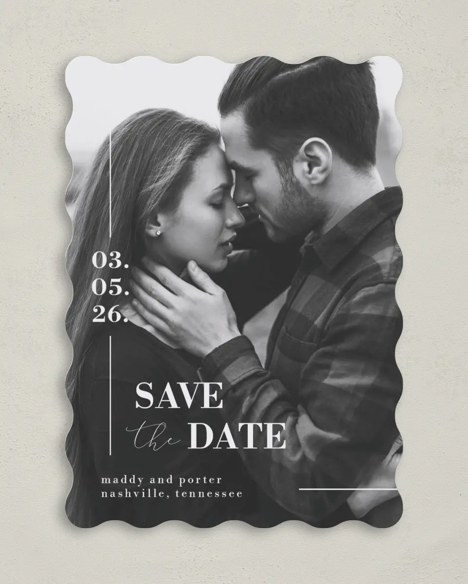 This is a 5" x 7" Save the Date Card called For Eternity printed in full color on Premium Smooth paper