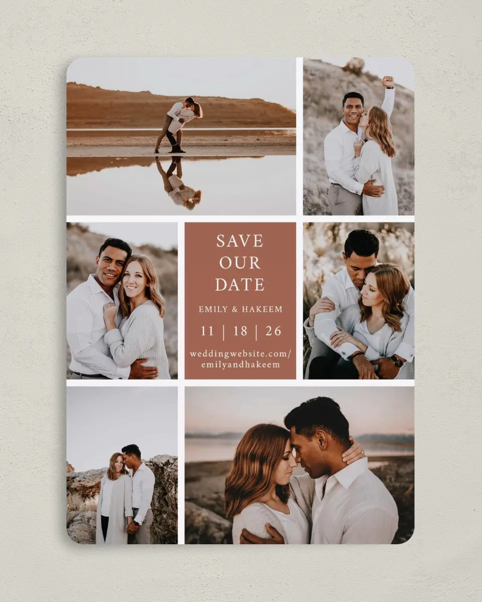This is a 5" x 7" Save the Date Card called Timeless Truth printed in full color on Premium Smooth paper