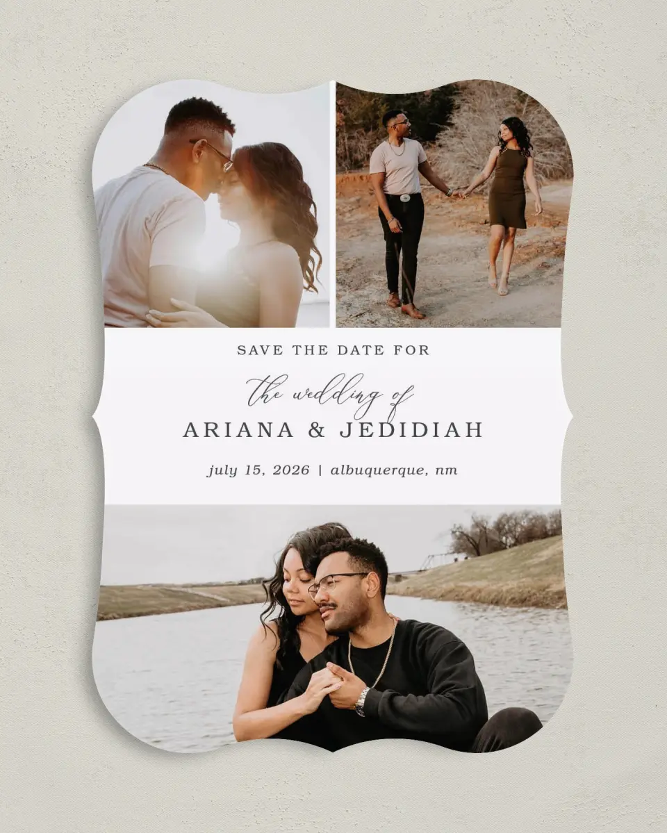 This is a 5" x 7" Save the Date Card called Flawless Photo printed in full color on Premium Smooth paper