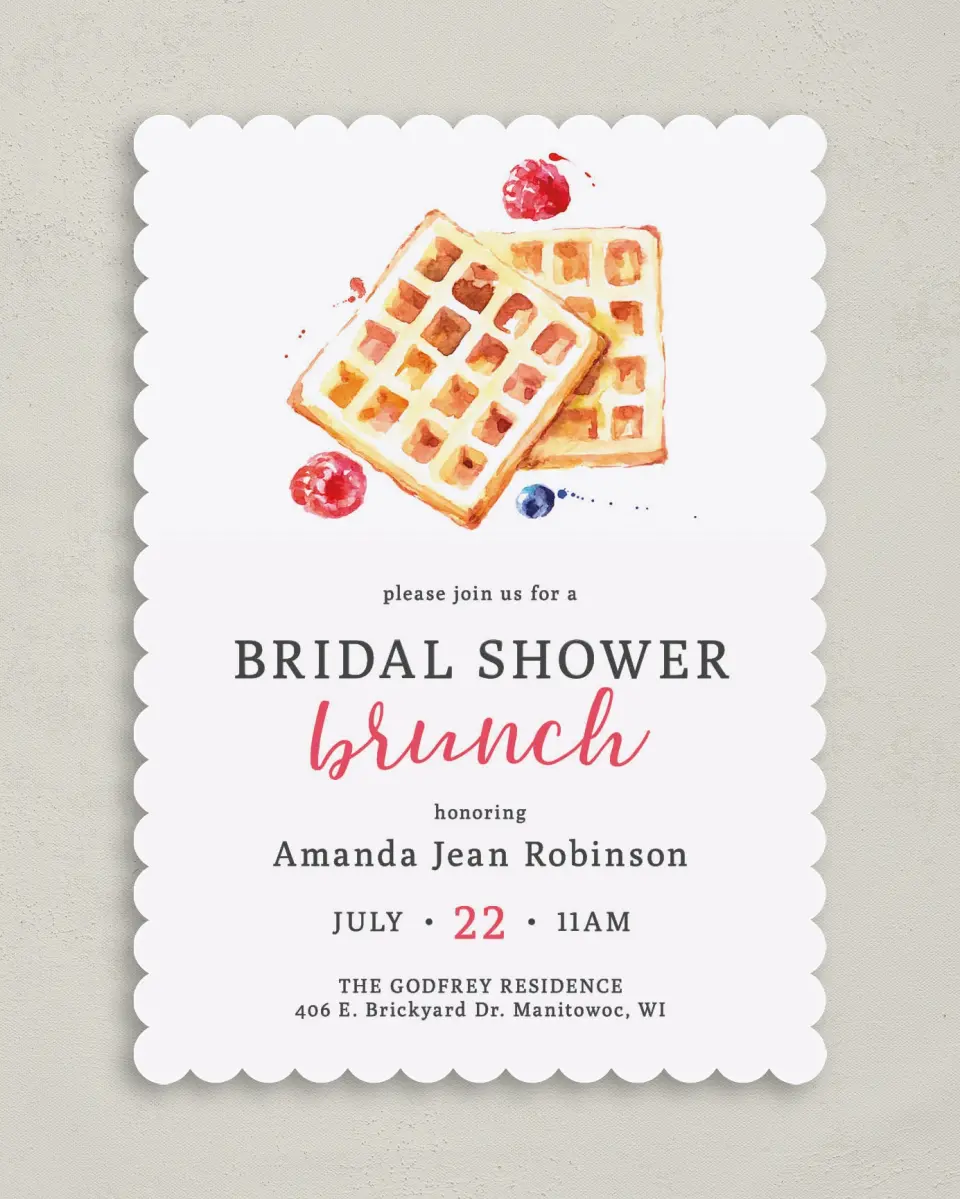 This is a 5" x 7" Bridal Shower Invitation called Bridal Brunch printed in full color on Premium Smooth paper