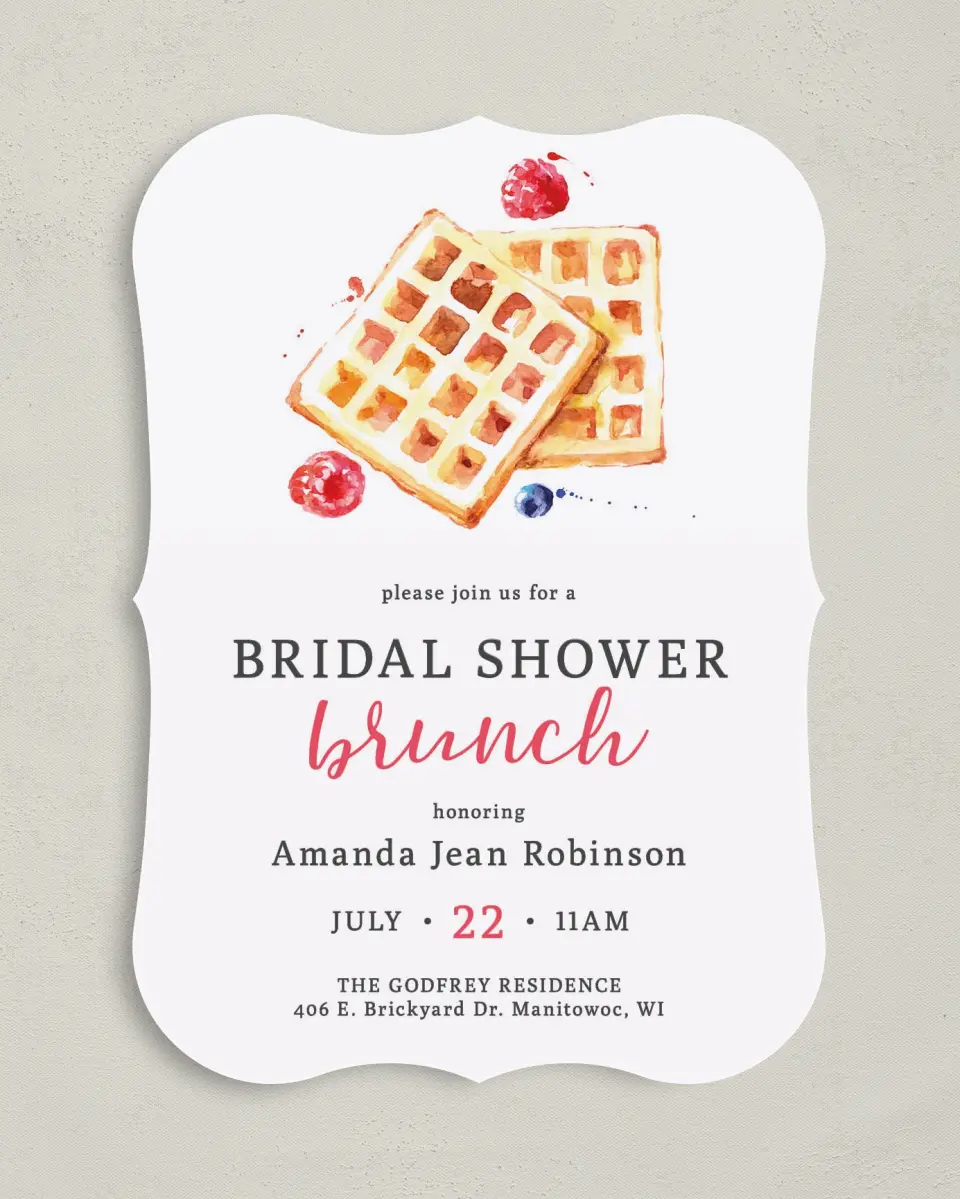 This is a 5" x 7" Bridal Shower Invitation called Bridal Brunch printed in full color on Premium Smooth paper