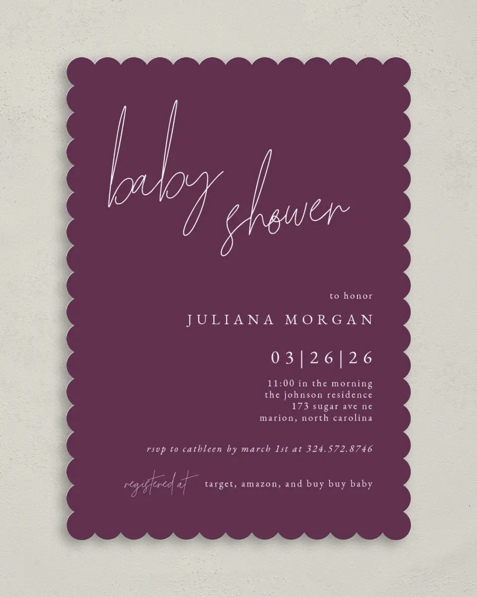 This is a 5" x 7" Baby Shower Invitation called Modern Babe printed in full color on Premium Smooth paper