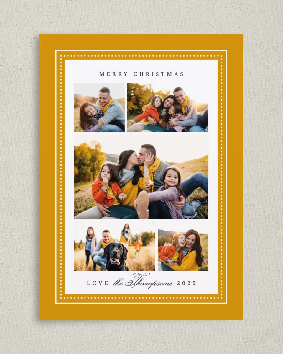 This is a 5" x 7" Christmas Card called Festive Border printed in full color on Premium Smooth paper
