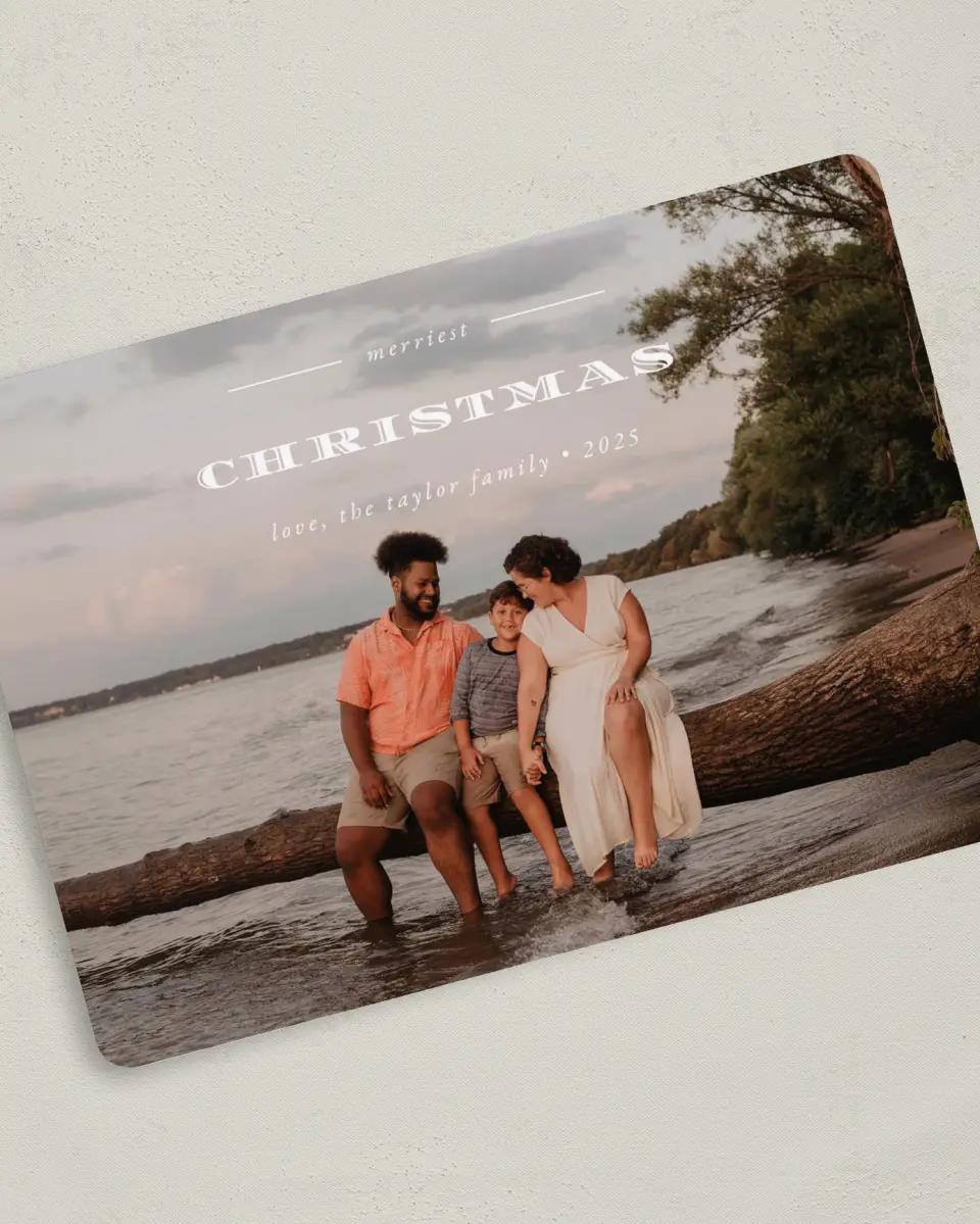 This is a 5" x 7" Christmas Card called Merriest Christmas printed in full color on Premium Smooth paper
