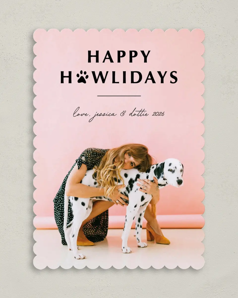 This is a 5" x 7" Christmas Card called Howlidays printed in full color on Premium Smooth paper on Premium Smooth paper on Premium Smooth paper