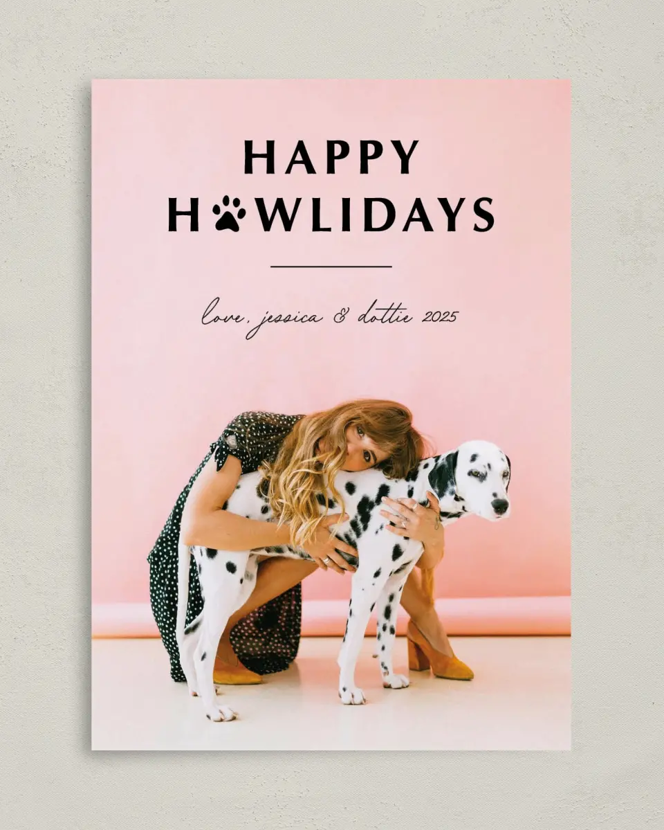 This is a 5" x 7" Christmas Card called Howlidays printed in full color on Premium Smooth paper