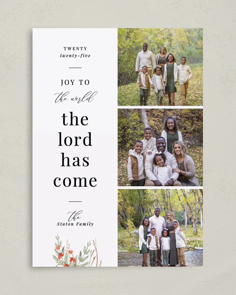 This is a 5" x 7" Christmas Card called The Lord Has Come printed in full color on Premium Smooth paper