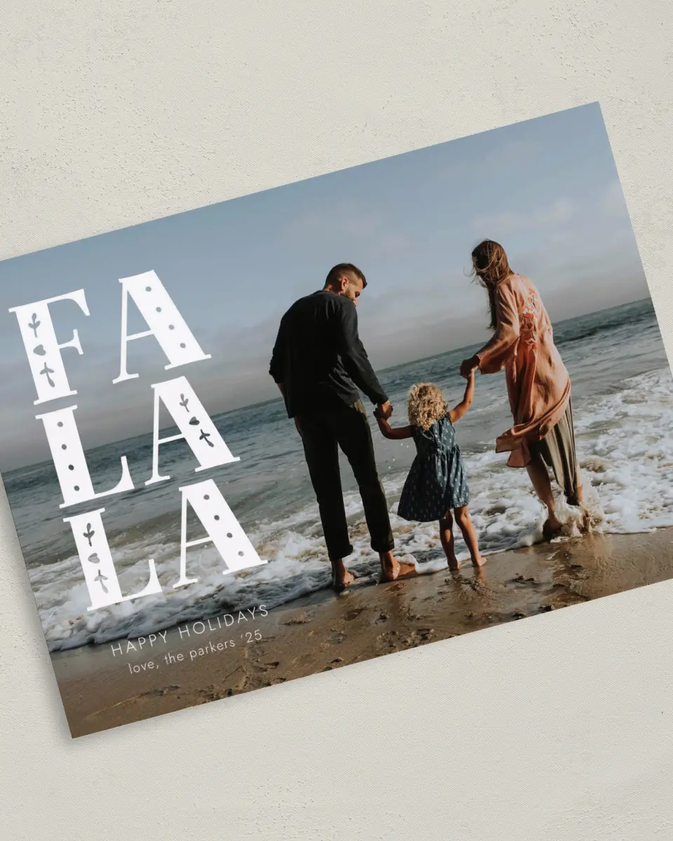 This is a 5" x 7" Christmas Card called Fa La La printed in full color on Premium Smooth paper