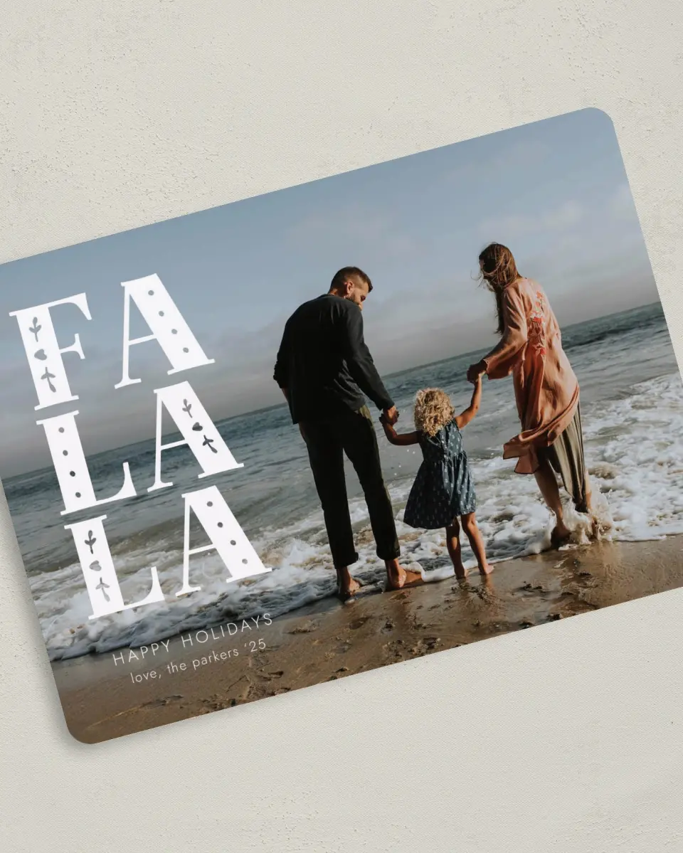 This is a 5" x 7" Christmas Card called Fa La La printed in full color on Premium Smooth paper