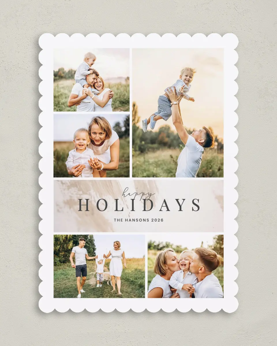This is a 5" x 7" Christmas Card called Brushed Holiday printed in full color on Premium Smooth paper on Premium Smooth paper on Premium Smooth paper