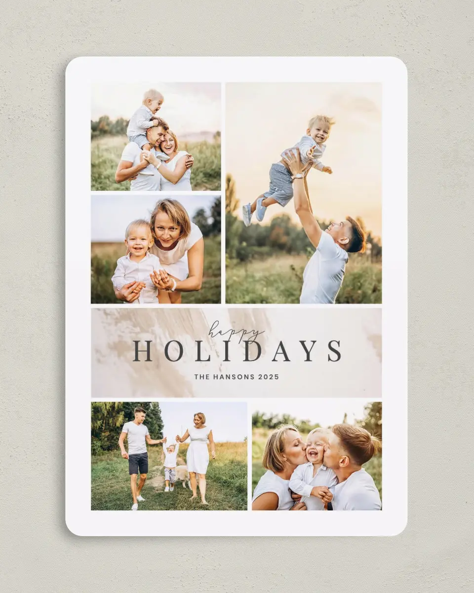 This is a 5" x 7" Christmas Card called Brushed Holiday printed in full color on Premium Smooth paper