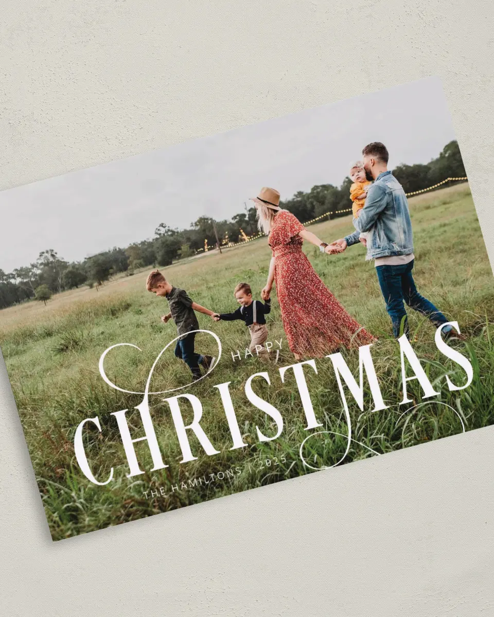 This is a 5" x 7" Christmas Card called Infinite Christmas printed in full color on Premium Smooth paper