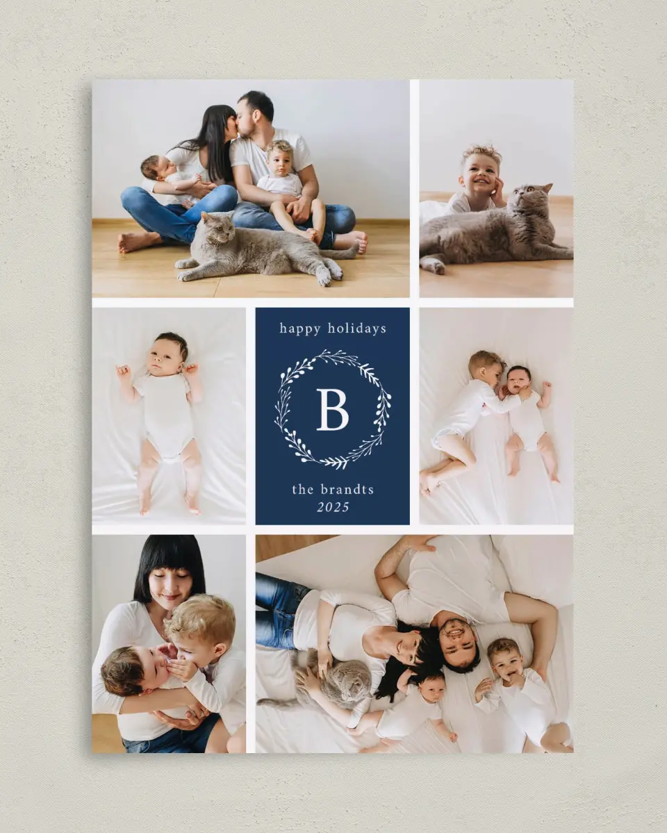 This is a 5" x 7" Christmas Card called Cheerful Grid printed in full color on Premium Smooth paper