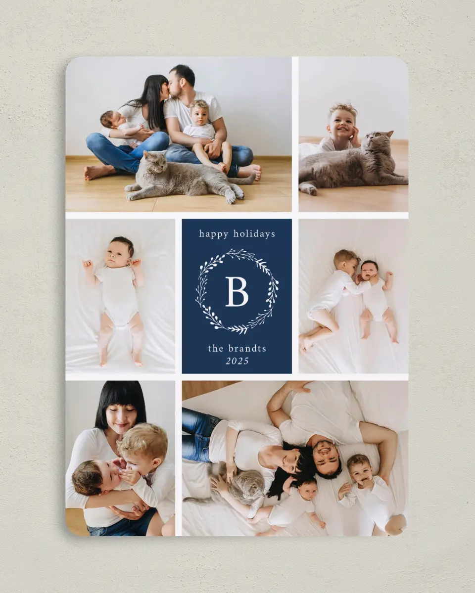 This is a 5" x 7" Christmas Card called Cheerful Grid printed in full color on Premium Smooth paper