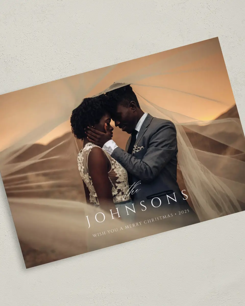 This is a 5" x 7" Christmas Card called Chic Name printed in full color on Premium Smooth paper
