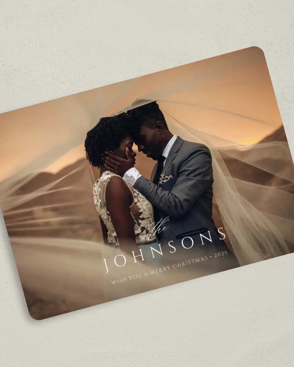 This is a 5" x 7" Christmas Card called Chic Name printed in full color on Premium Smooth paper