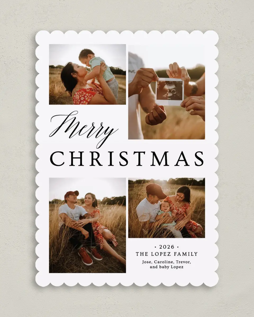This is a 5" x 7" Christmas Card called Merry Moments printed in full color on Premium Smooth paper on Premium Smooth paper on Premium Smooth paper