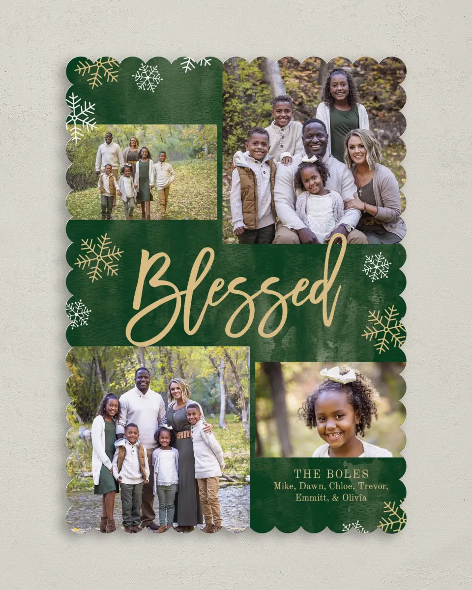 This is a 5" x 7" Christmas Card called Snow Blessed printed in full color on Premium Smooth paper on Premium Smooth paper on Premium Smooth paper