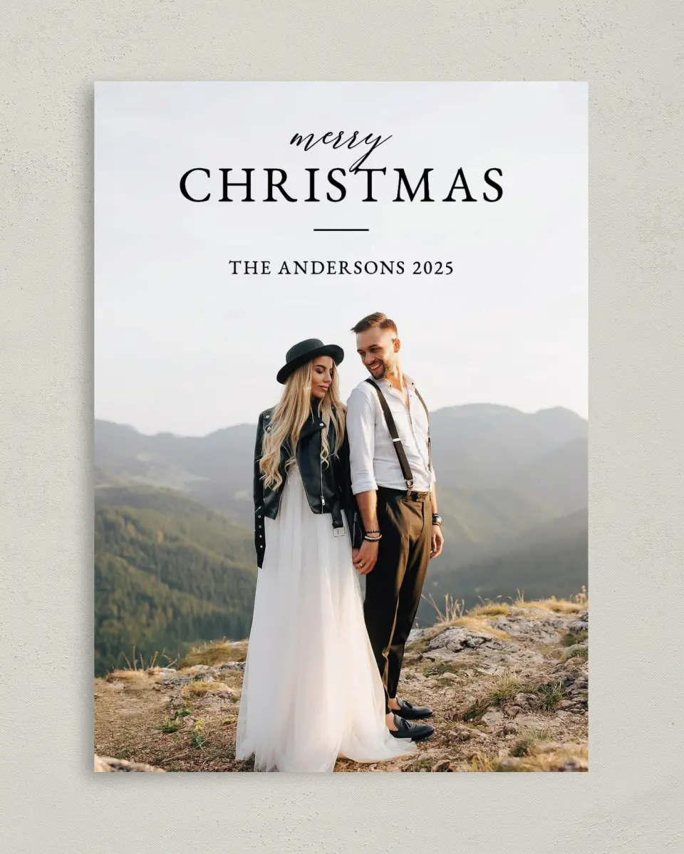 This is a 5" x 7" Christmas Card called Merry & Minimal printed in full color on Premium Smooth paper