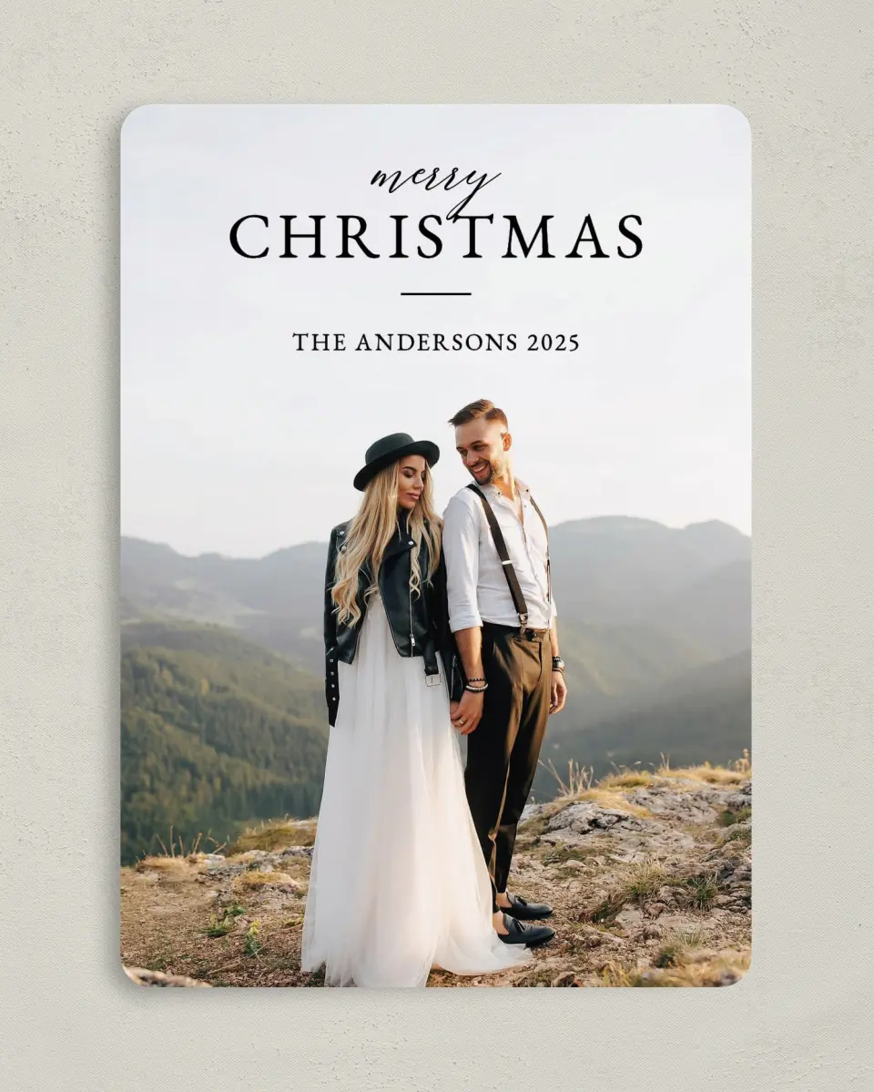 This is a 5" x 7" Christmas Card called Merry & Minimal printed in full color on Premium Smooth paper
