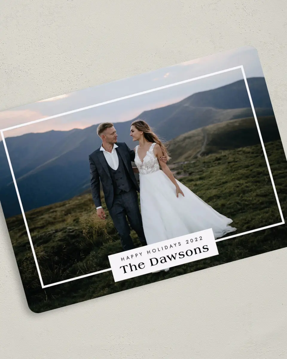 This is a 5" x 7" Christmas Card called Luxe Label printed in full color on Premium Smooth paper