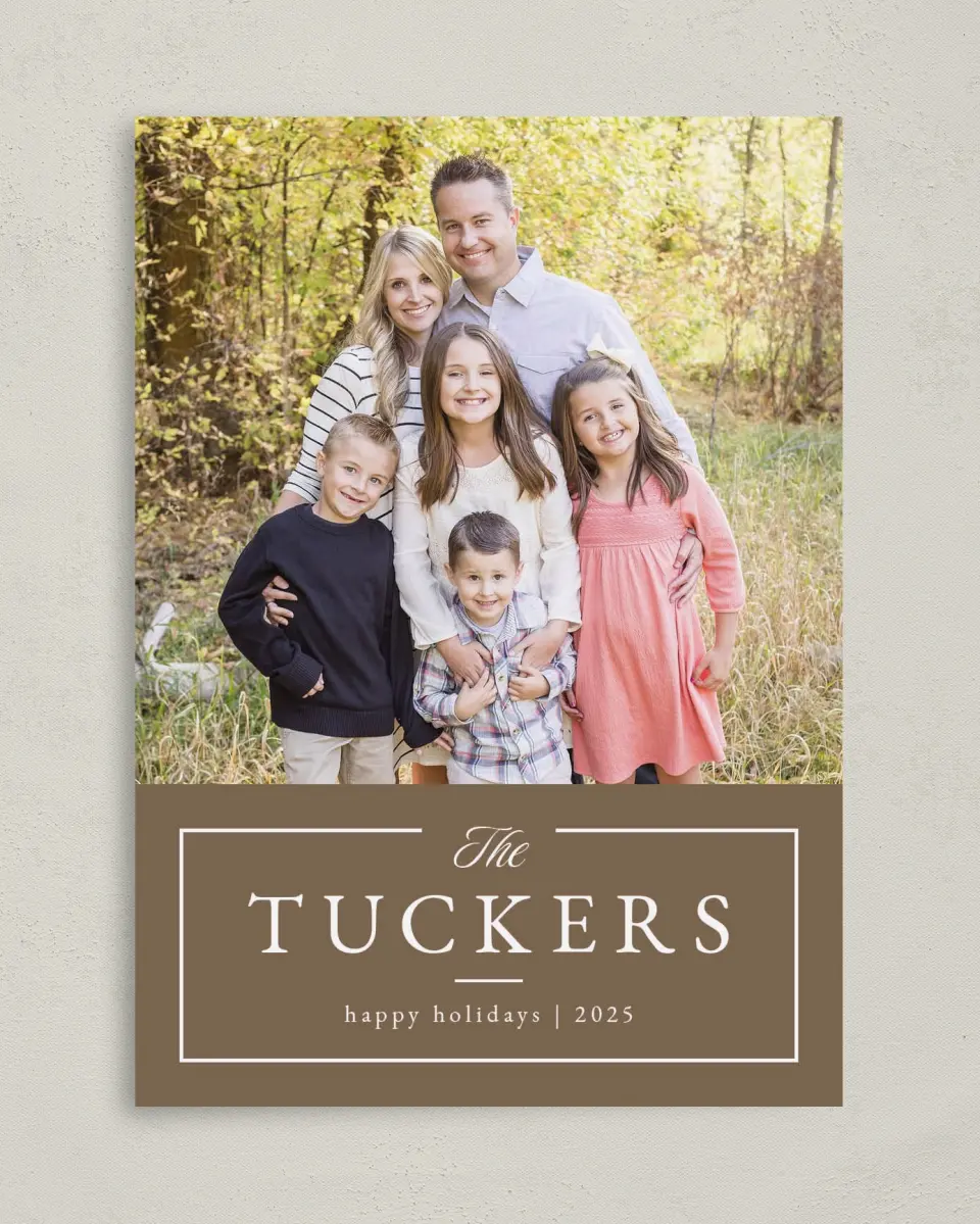 This is a 5" x 7" Christmas Card called Classy Name printed in full color on Premium Smooth paper