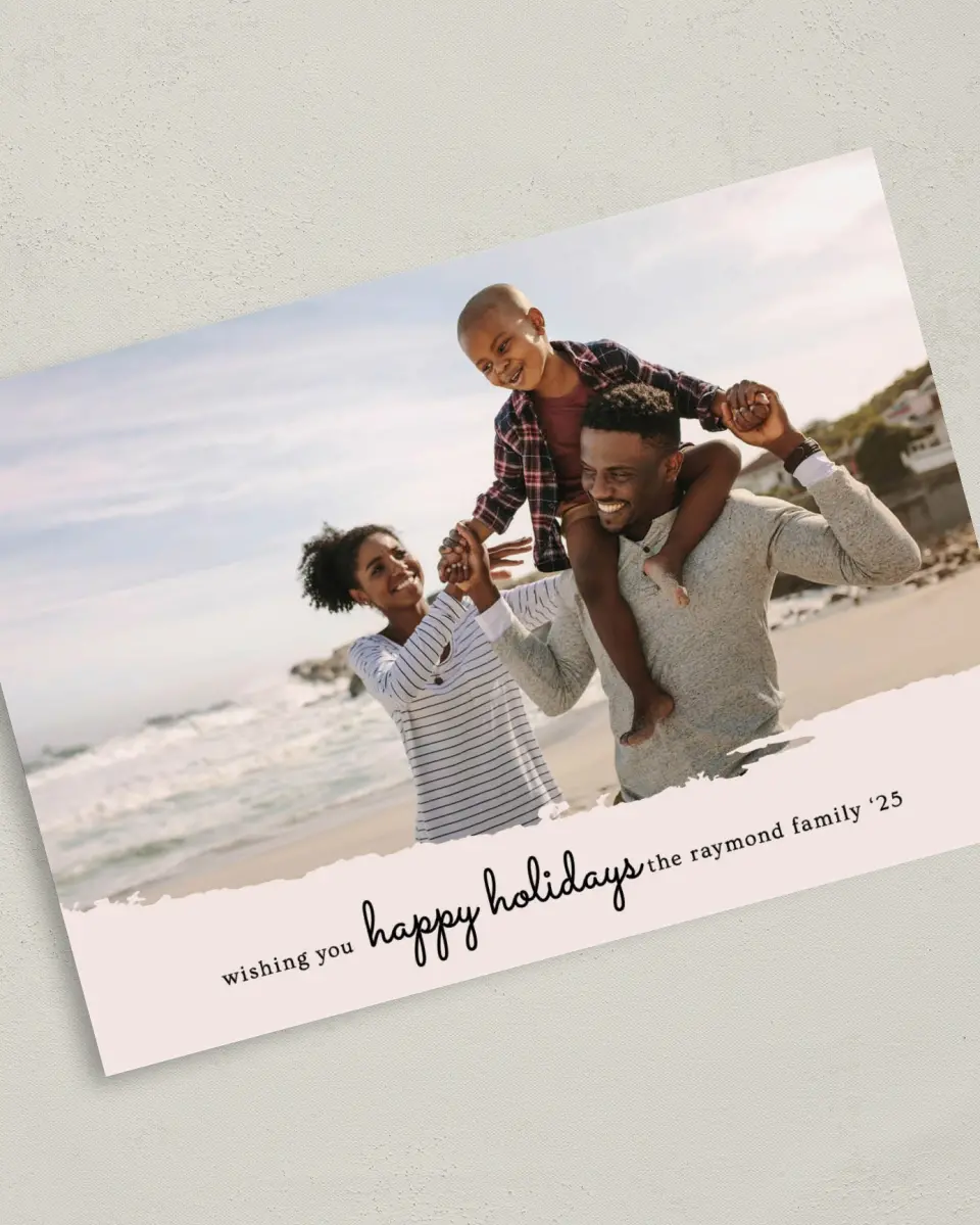This is a 5" x 7" Christmas Card called Brushed Wishes printed in full color on Premium Smooth paper