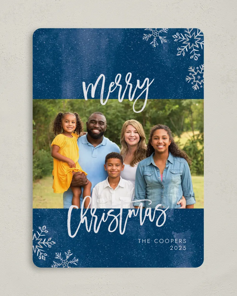 This is a 5" x 7" Christmas Card called Fresh Snowfall printed in full color on Premium Smooth paper