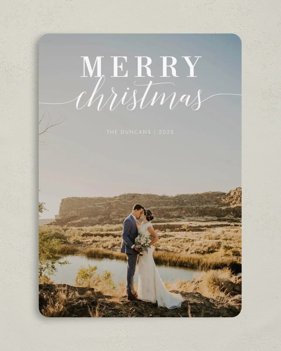 This is a 5" x 7" Christmas Card called Mod Tidings printed in full color on Premium Smooth paper