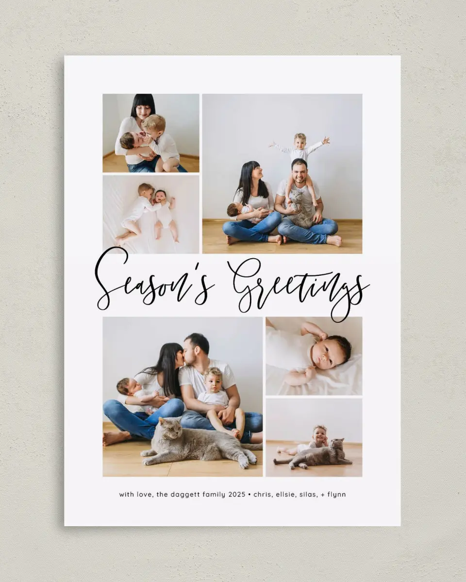 This is a 5" x 7" Christmas Card called Simple Greetings printed in full color on Premium Smooth paper