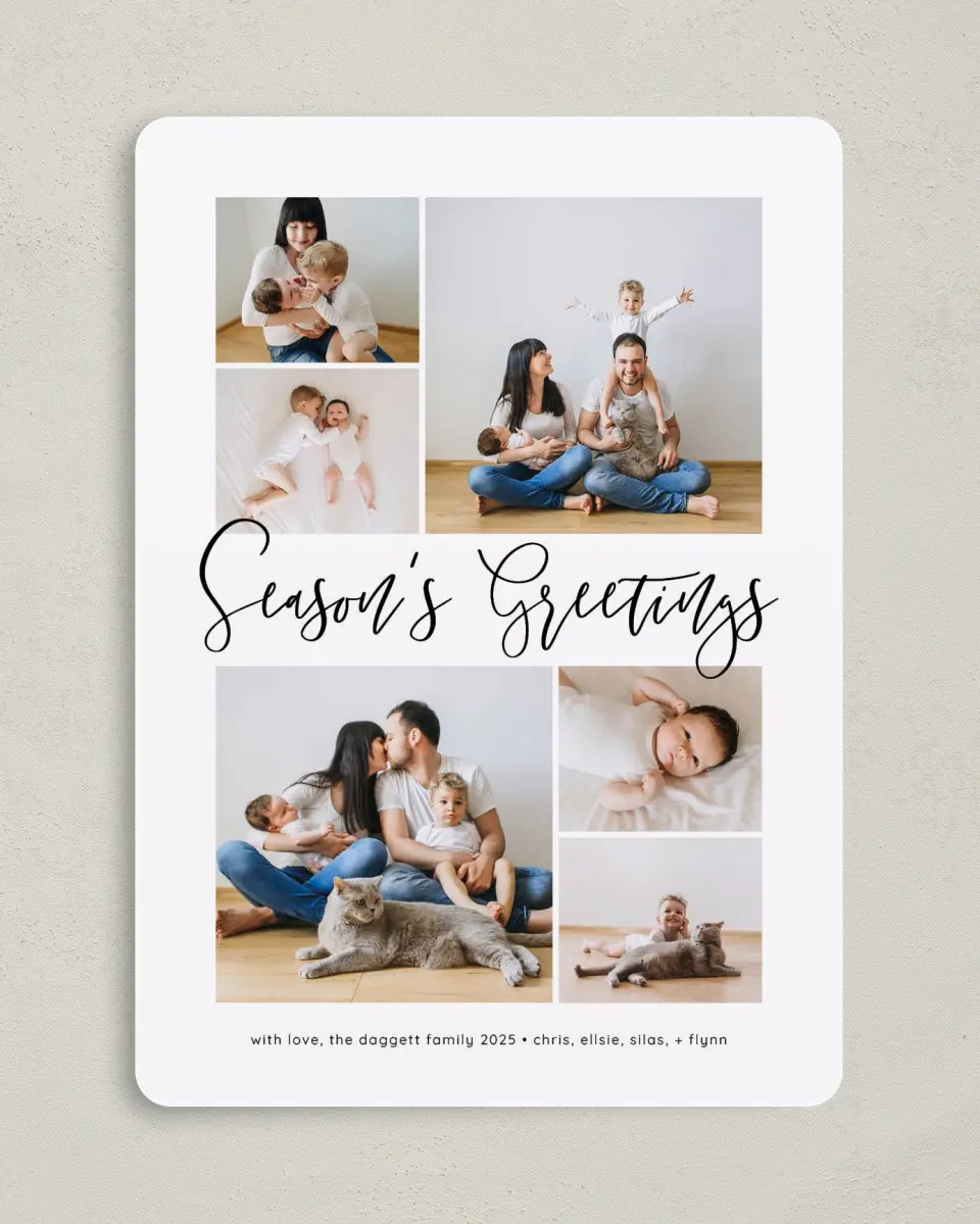 This is a 5" x 7" Christmas Card called Simple Greetings printed in full color on Premium Smooth paper