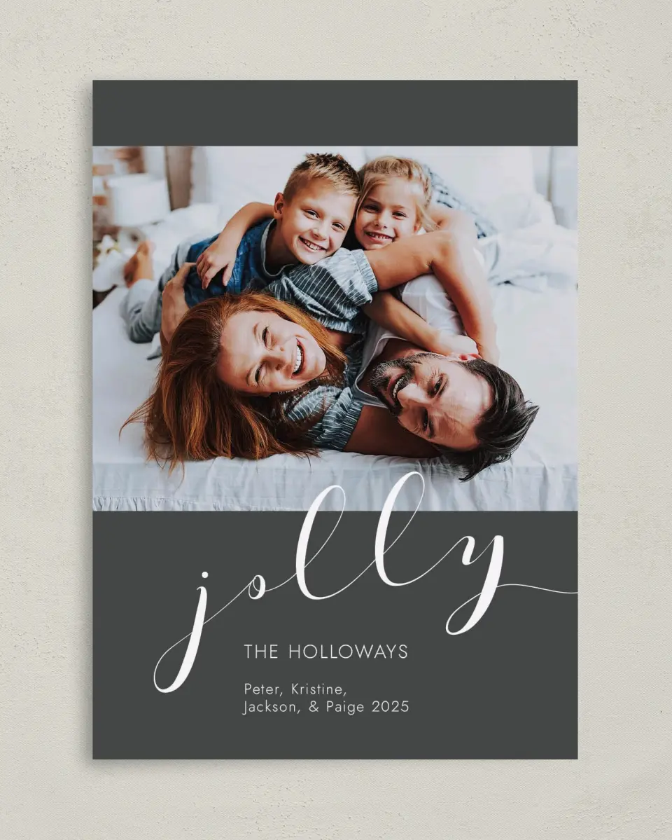 This is a 5" x 7" Christmas Card called So Jolly printed in full color on Premium Smooth paper