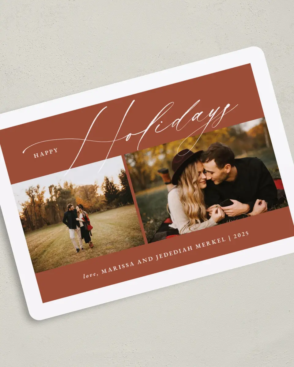 This is a 5" x 7" Christmas Card called Elegant Holiday printed in full color on Premium Smooth paper