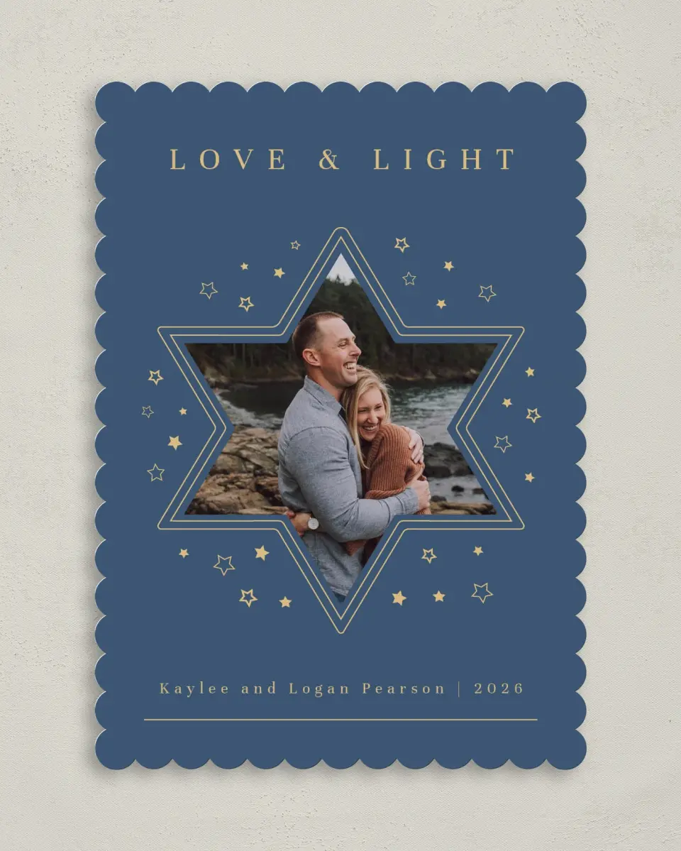 This is a 5" x 7" Hanukkah Card called Graphic Star printed in full color on Premium Smooth paper