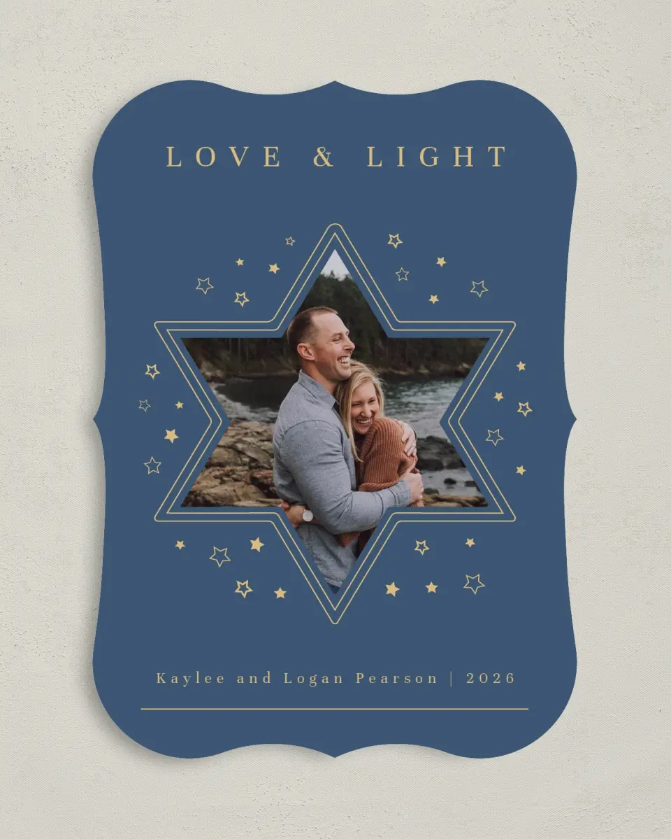 This is a 5" x 7" Hanukkah Card called Graphic Star printed in full color on Premium Smooth paper