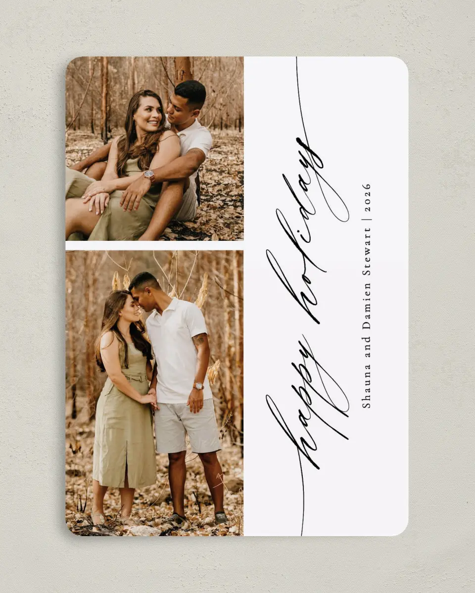 This is a 5" x 7" Christmas Card called Sweet Script printed in full color on Premium Smooth paper