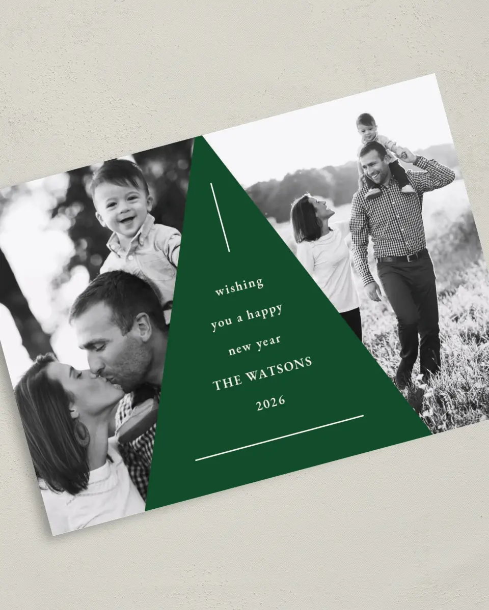 This is a 5" x 7" Christmas Card called Abstract Tree printed in full color on Premium Smooth paper