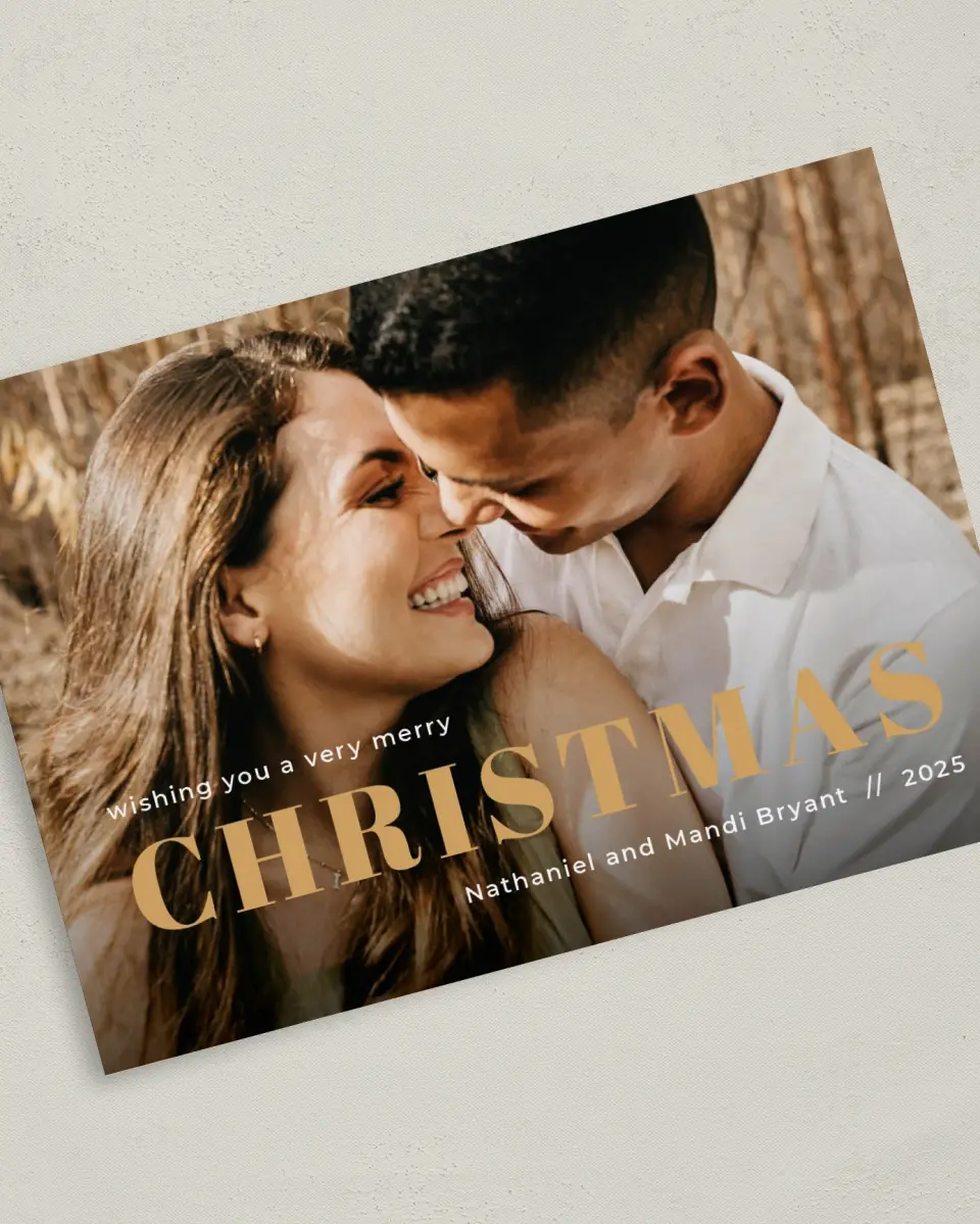 This is a 5" x 7" Christmas Card called Spacious Christmas printed in full color on Premium Smooth paper