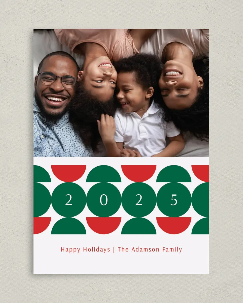 This is a 5" x 7" Christmas Card called Year Circles printed in full color on Premium Smooth paper