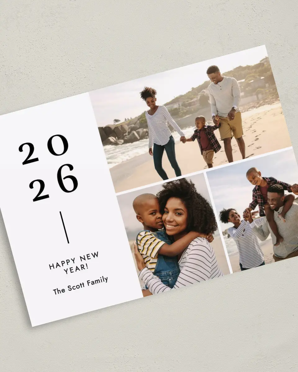 This is a 5" x 7" Christmas Card called Simple Year printed in full color on Premium Smooth paper